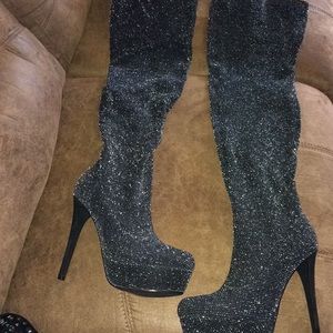 Shoedazzle thigh high platform heels